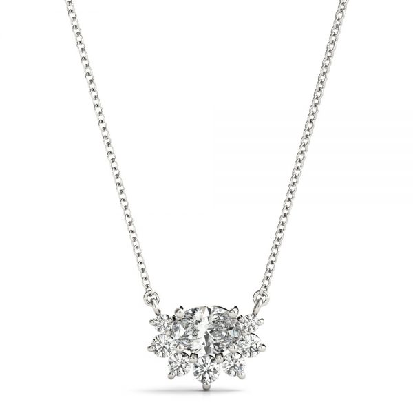 Fashion Diamond Pendant, Oval Shape, in Sterling Silver - 32615