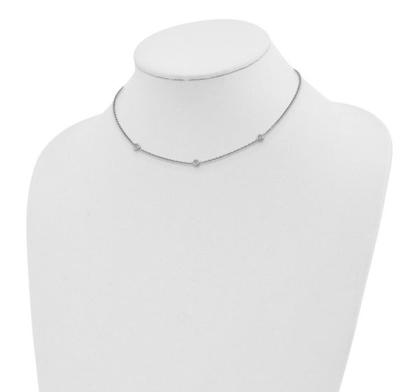 Sterling Silver Rhodium-plated CZ with 3in ext. Choker