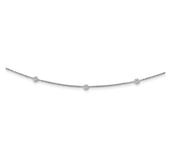 Sterling Silver Rhodium-plated CZ with 3in ext. Choker