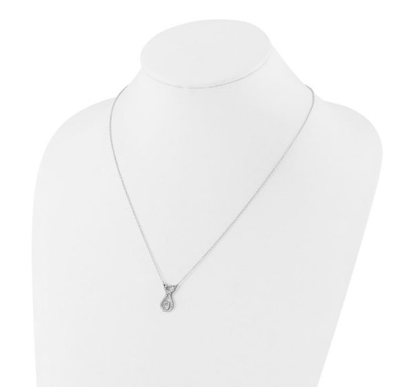 Sterling Silver Rhodium-plated CZ Cat with 2IN Ext Necklace
