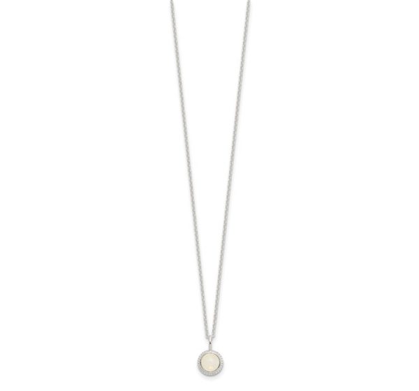 Sterling Silver E-coated Moonstone 17.75in with 2in ext Necklace