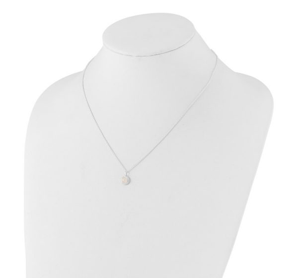 Sterling Silver E-coated Moonstone 17.75in with 2in ext Necklace
