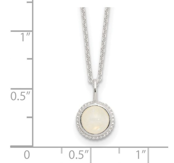 Sterling Silver E-coated Moonstone 17.75in with 2in ext Necklace