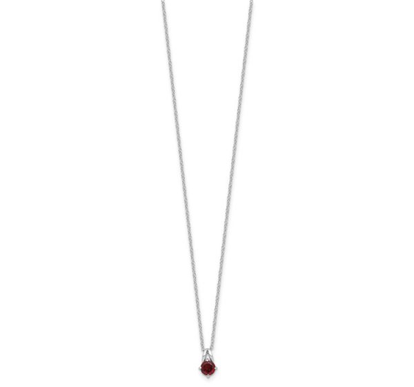 Sterling Silver Rhodium-plated .6GA Garnet 16in with 1in ext Necklace