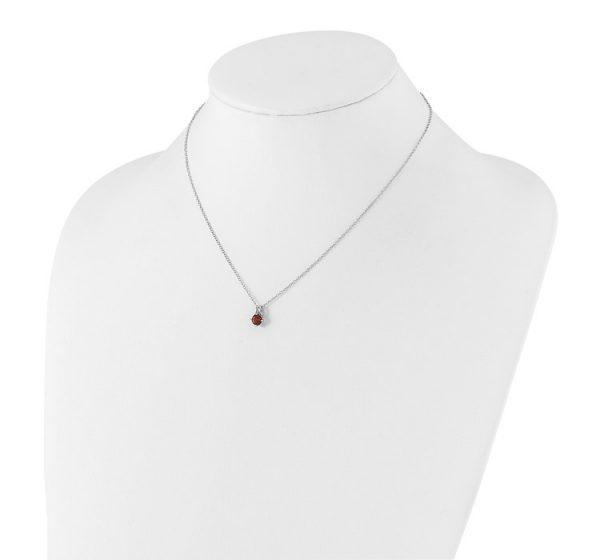 Sterling Silver Rhodium-plated .6GA Garnet 16in with 1in ext Necklace