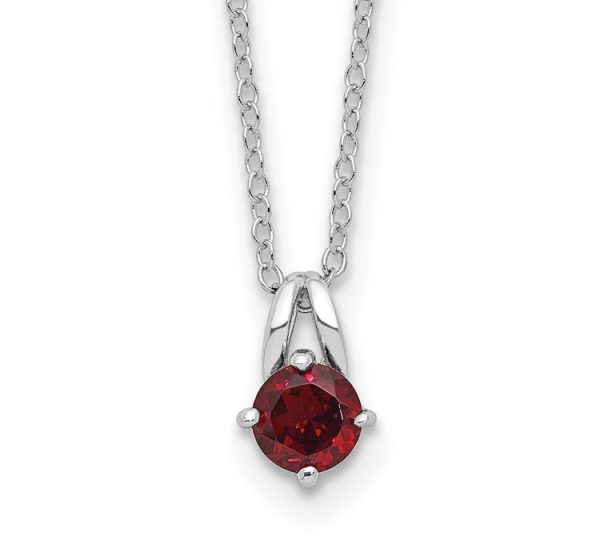 Sterling Silver Rhodium-plated .6GA Garnet 16in with 1in ext Necklace