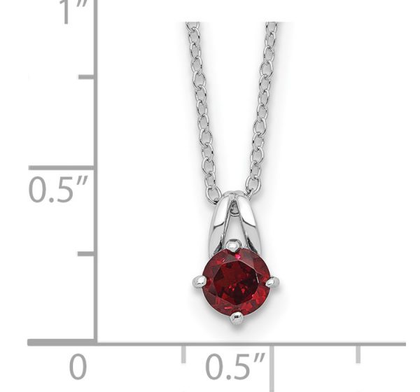 Sterling Silver Rhodium-plated .6GA Garnet 16in with 1in ext Necklace