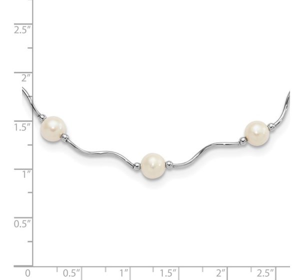 Sterling Silver RH-plated 6-7mm White FW Cultured Pearl Necklace