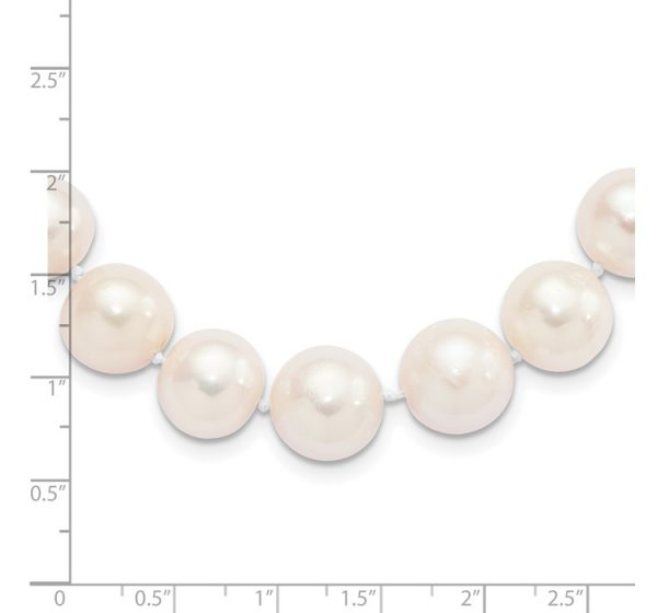 Sterling Silver Rhodium 11-12mm White FW Cultured Pearl Necklace