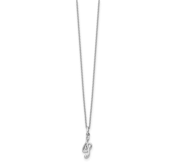 White Ice Sterling Silver Rhodium-plated 18 Inch Diamond Musical Necklace with 2 Inch Extender