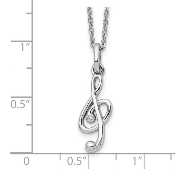 White Ice Sterling Silver Rhodium-plated 18 Inch Diamond Musical Necklace with 2 Inch Extender