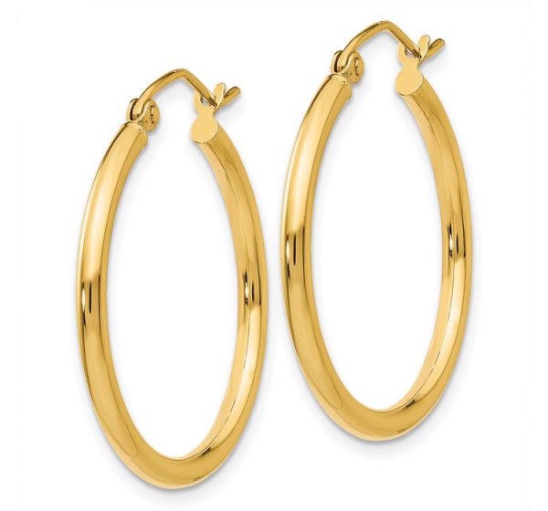 14k Polished 2x25mm Lightweight Tube Hoop Earrings