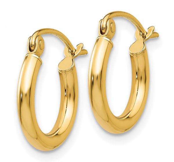 14k Polished 2x12mm Tube Hoop Earrings