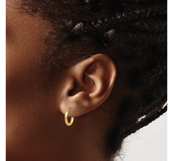 14k Polished 2x12mm Tube Hoop Earrings