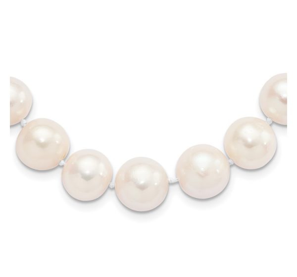 Sterling Silver Rhodium 11-12mm White FW Cultured Pearl Necklace