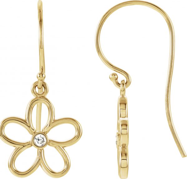 14K Yellow .06 CTW Natural Diamond Flower Earrings - 85451