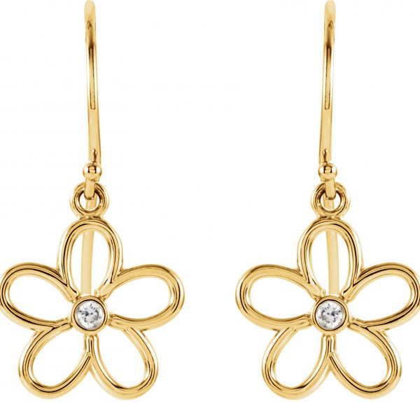 14K Yellow .06 CTW Natural Diamond Flower Earrings - 85451