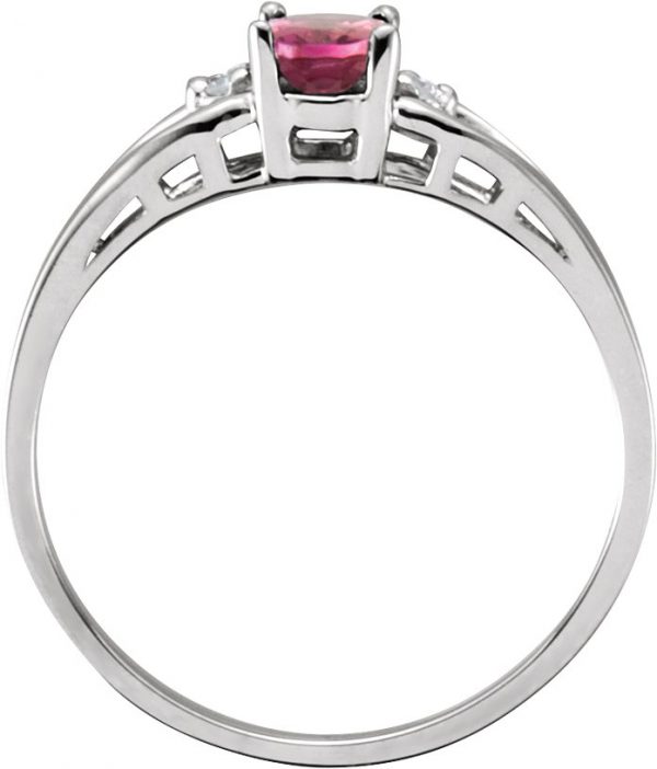 14K White Natural Pink Tourmaline & .025 CTW Natural Diamond Ring - 61188