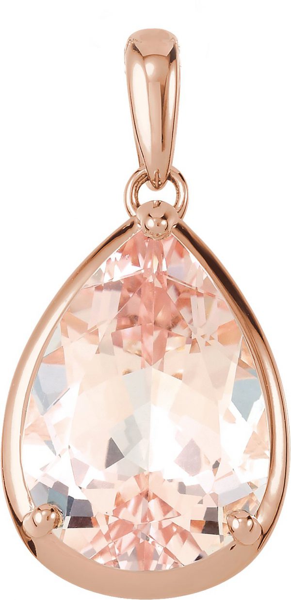 14K Rose Natural Pink Morganite Pendant - 68557