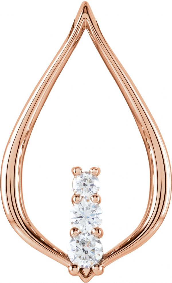 14K Rose 1/2 CTW Natural Diamond Three-Stone Freeform Pendant - 85975