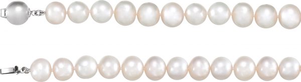 Sterling Silver Cultured White Freshwater Pearl 18" Necklace - 66659