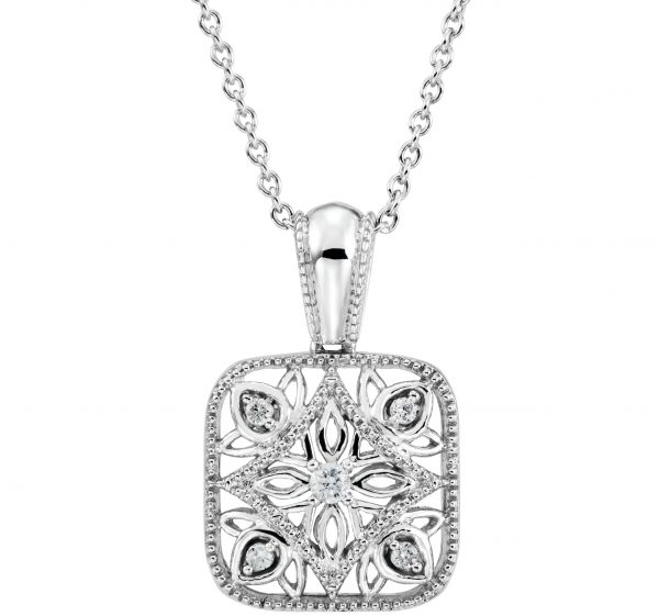 Sterling Silver .05 CTW Natural Diamond Filigree 18" Necklace - 67984