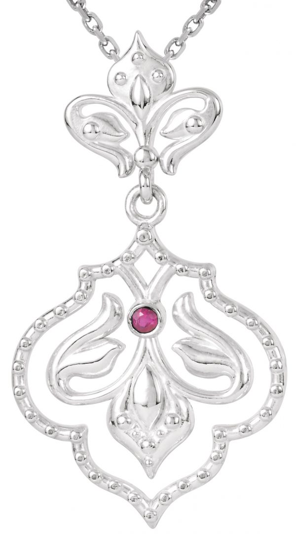 Sterling Silver Natural Ruby 18" Necklace - 85601