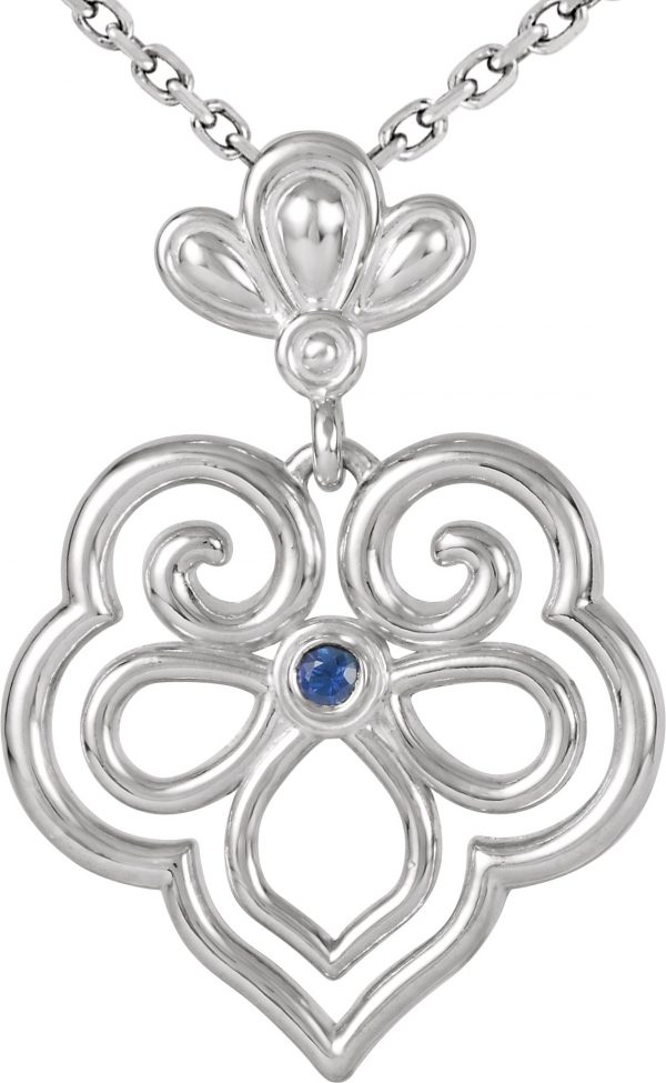 Sterling Silver Natural Blue Sapphire 18" Necklace - 85609