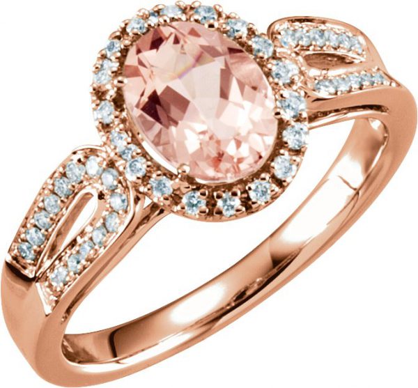14K Rose Natural Pink Morganite & 1/5 CTW Natural Diamond Ring - 651508