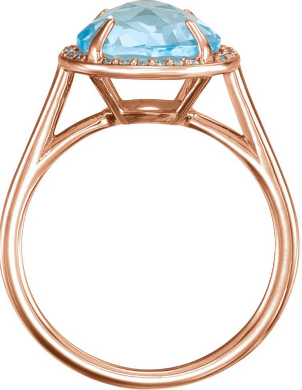 14K Rose Natural Sky Blue Topaz & 1/8 CTW Natural Diamond Ring - 71632