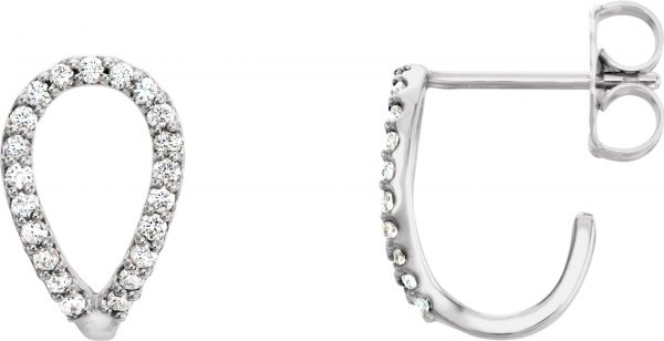 Platinum 1/5 CTW Natural Diamond Geometric J-Hoop Earrings - 86477