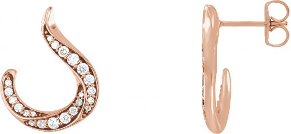 14K Rose 3/8 CTW Natural Diamond Freeform Earrings - 86505
