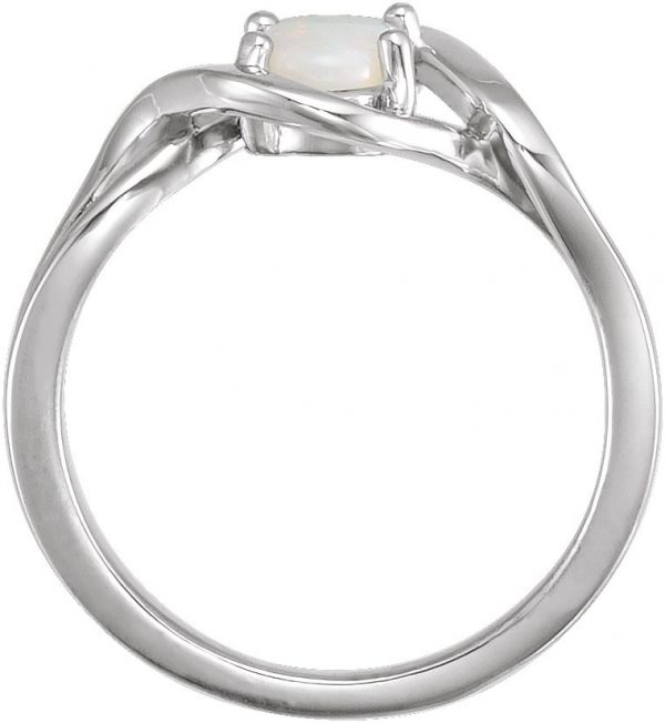 14K White Natural Opal Cabochon Ring - 71935