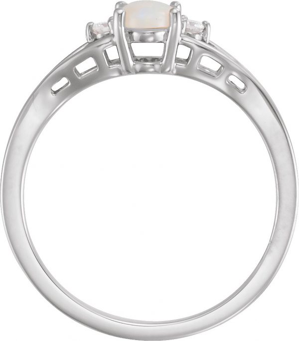 Platinum Natural White Opal & .04 CTW Natural Diamond Ring - 71936
