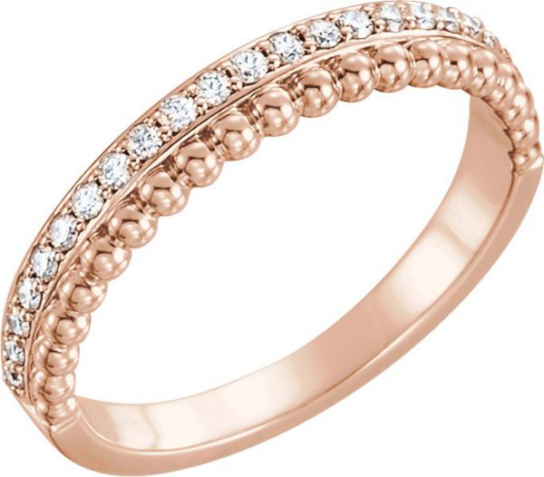 14K Rose 1/5 CTW Diamond Beaded Ring - 123116
