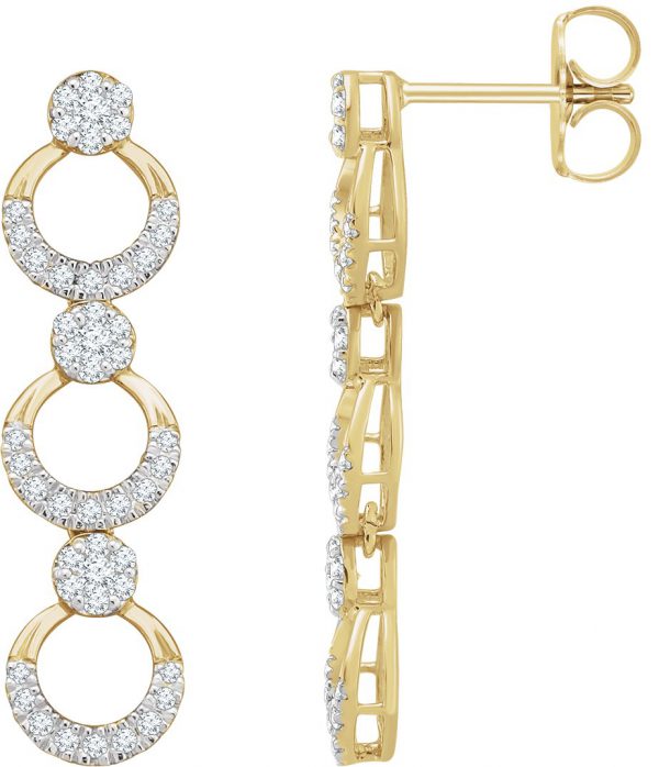 14K Yellow 1/2 CTW Natural Diamond Geometric Earrings - 652706