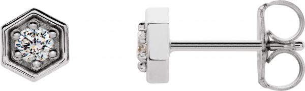 Platinum 1/8 CTW Natural Diamond Hexagon Stud Earrings - 86665