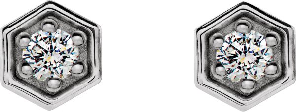 Platinum 1/8 CTW Natural Diamond Hexagon Stud Earrings - 86665