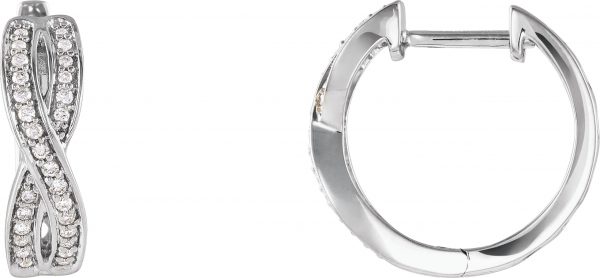 14K White 1/5 CTW Natural Diamond Infinity-Inspired Hoop Earrings - 652958