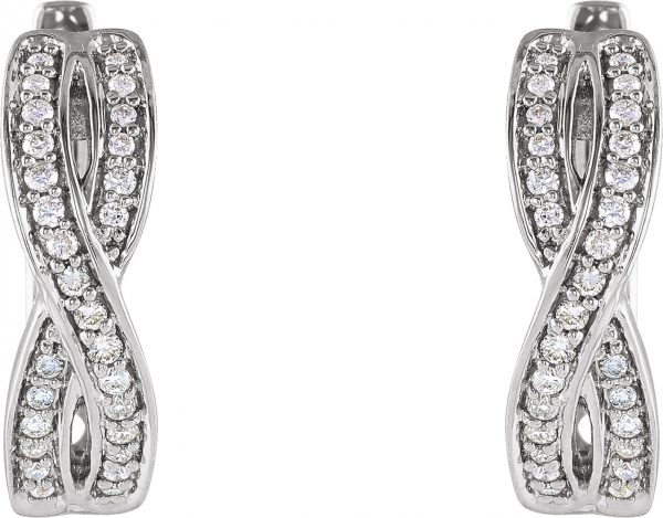 14K White 1/5 CTW Natural Diamond Infinity-Inspired Hoop Earrings - 652958