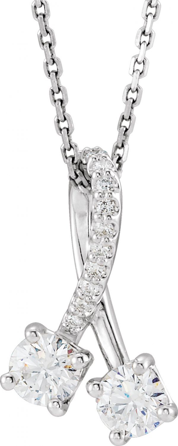 Sterling Silver 1/2 CTW Natural Diamond 16-18" Necklace - 86728