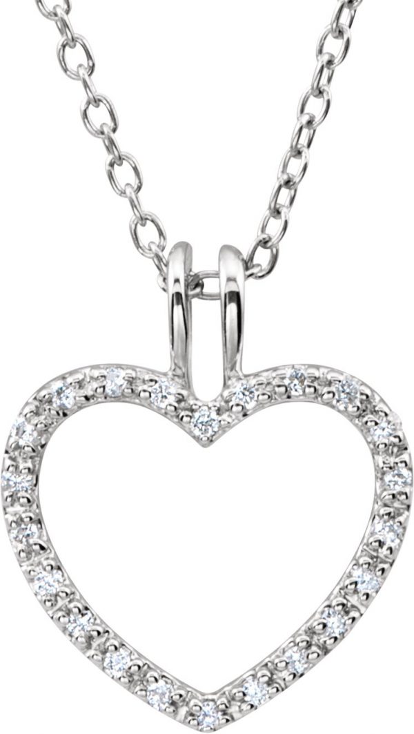 Sterling Silver 1/6 CTW Natural Black & White Diamond Heart 18" Necklace - 69955