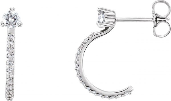 Platinum 1/3 CTW Natural Diamond J-Hoop Earrings - 86686