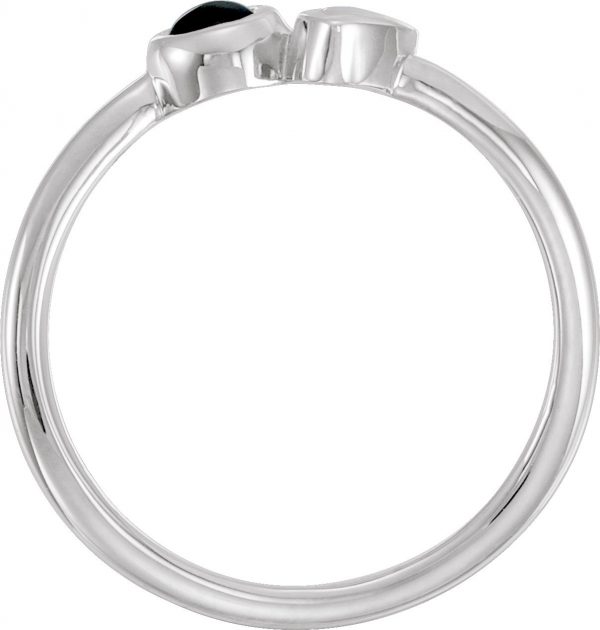 Platinum Natural White Opal & Black Onyx Ring - 72044