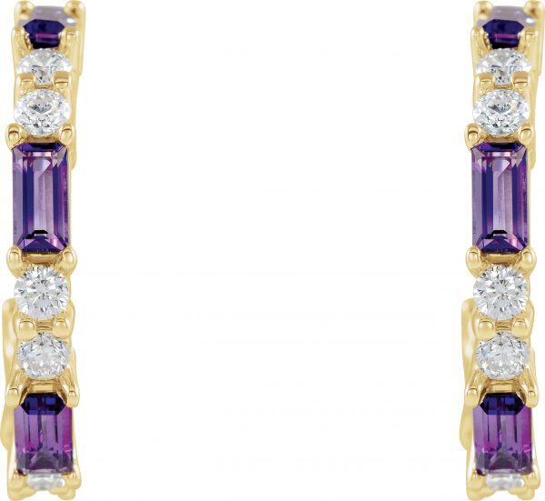 14K Yellow Natural Amethyst & 1/2 CTW Natural Diamond Earrings - 86789