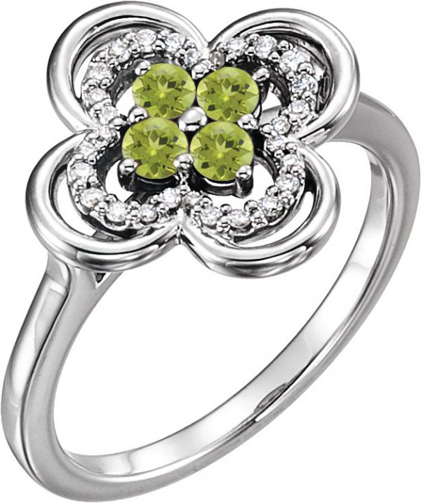 Platinum Natural Peridot & 1/10 CTW Natural Diamond Ring - 122879