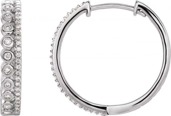 14K White 1/3 CTW Natural Diamond Geometric Hoop Earrings - 653409
