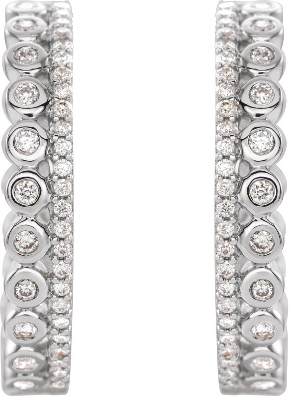 14K White 1/3 CTW Natural Diamond Geometric Hoop Earrings - 653409