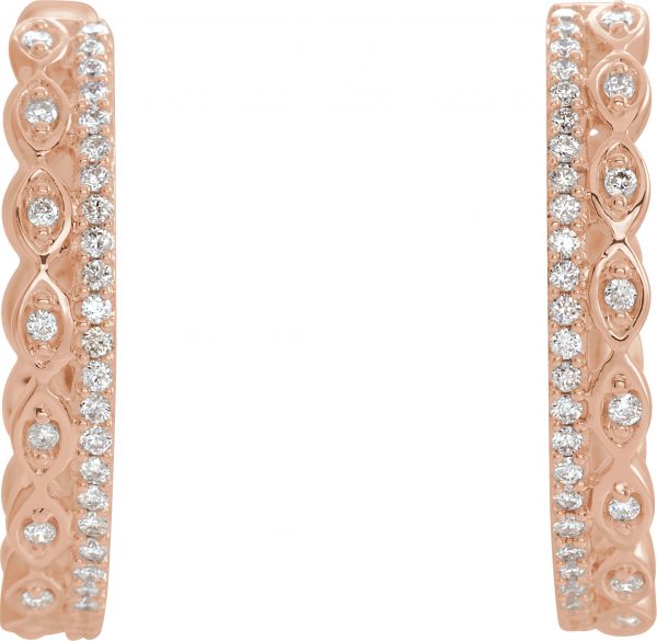 14K Rose 1/4 CTW Natural Diamond Geometric Hoop Earrings - 653410