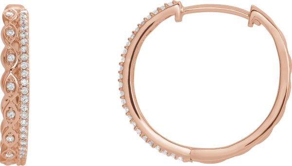 14K Rose 1/4 CTW Natural Diamond Geometric Hoop Earrings - 653410